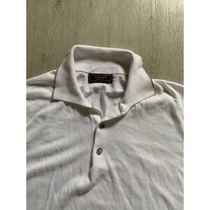Peserico Men Polo Shirt In Pure Cotton white tan sz 50 classic old money elegant